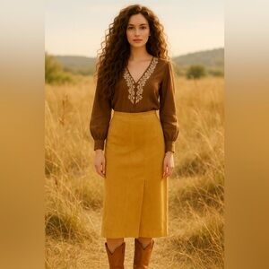 Vintage Womens Leather‎ Maxi Skirt Size 12 Night Out NYE Party Western Holiday